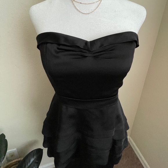 BCBGMaxAzria Aurelia Black Satin Mini Dress 4 - Picture 8 of 14